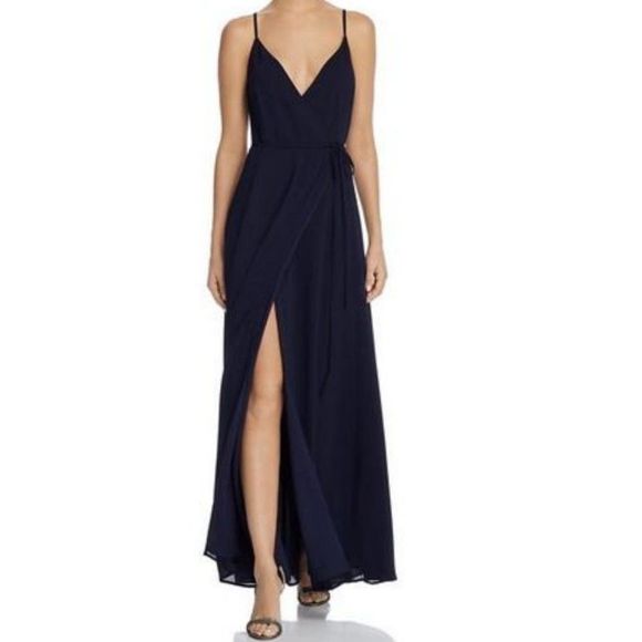 WAYF Arabella Cami Wrap True Dress  Blue Maxi - Picture 1 of 12